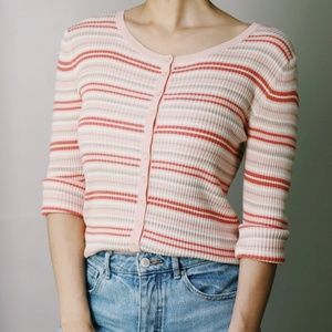 Vintage Coral Striped Button Top Calvin Klein